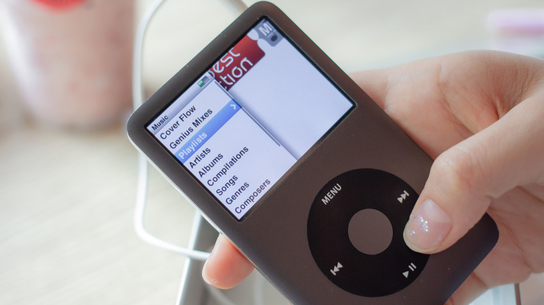 A silver iPod Classic.