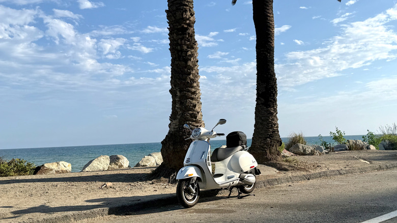 2026 Vespa Gts Super 310 parked on PCH in Malibu