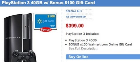 Walmart PS3 Gift Card