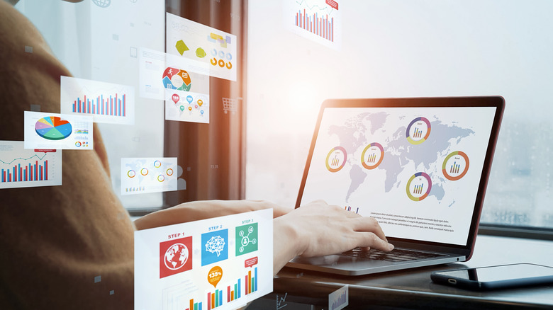 presentation slides on laptop