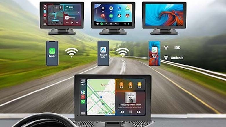 7" Wireless Car Display with Apple CarPlay & Android Auto Compatibility and Phone Mirroring
