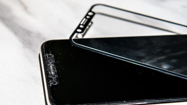 tempered glass screen protector on phone