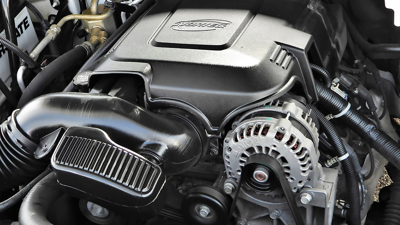 A Vortec 5.3-liter V8 engine in an engine bay