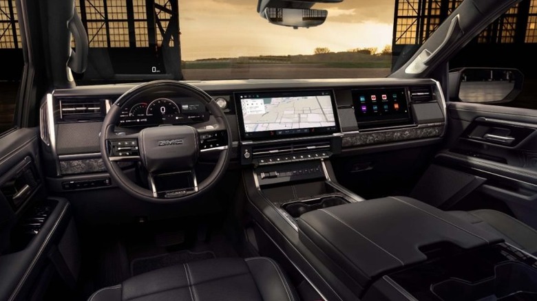 Wide shot of the 2027 GMC Sierra 1500 Denali Ultimate's cabin display