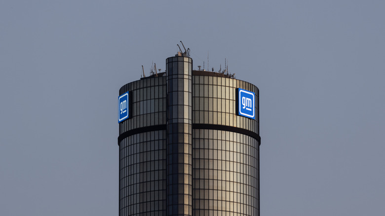 The General Motors building with company logo displayed near the top