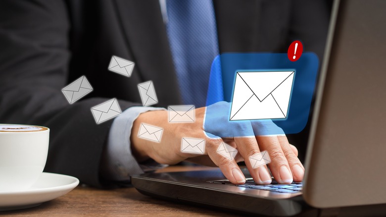 Visualization of emails being sent and received