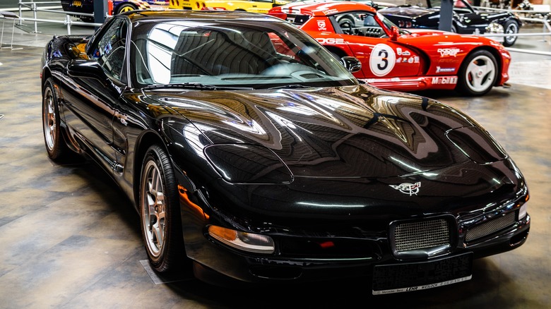 Black Corvette Z06 on display