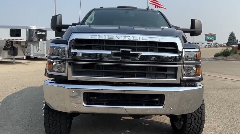 The front of a Chevy Silverado 5500.