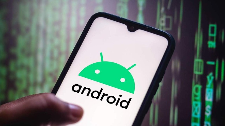 Android logo on phone screen