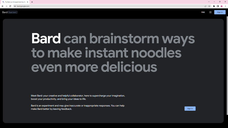 google bard sign in page