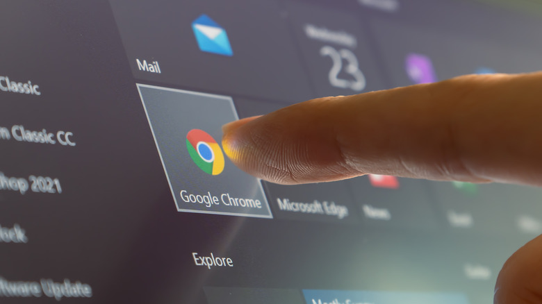 Google Chrome Windows icon finger