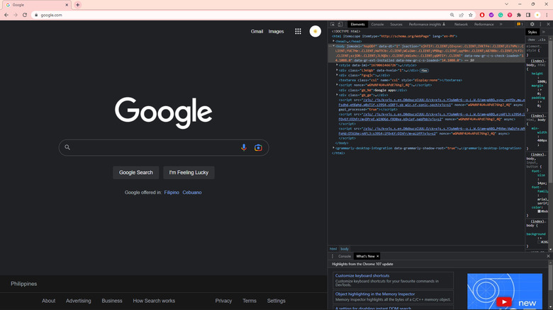 Google Chrome developer tools