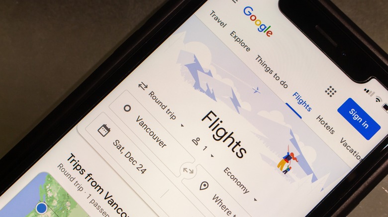 Google Flights smartphone