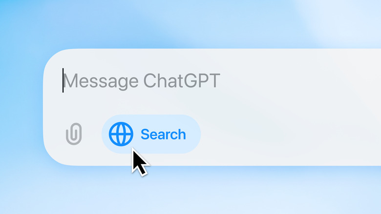 ChatGPT chatbox featuring Search function