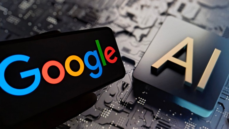 Google and AI beside each other on a motherboard.