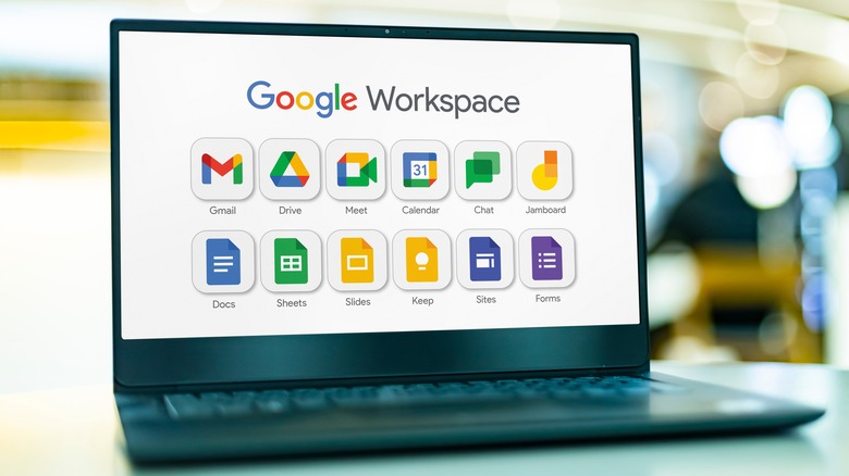 Google Workspace App logos laptop