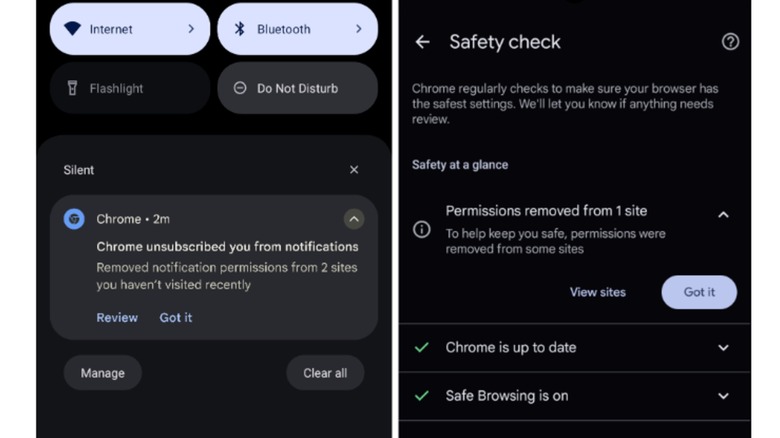 Chrome notification permissions notifications on Android