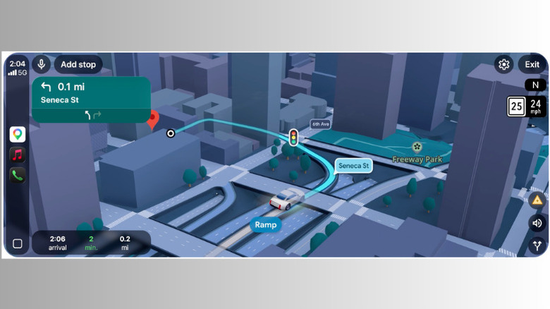 Google Maps Immersive Navigation interface in Android Auto