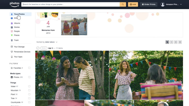 Amazon Photos display page with pictures of family event