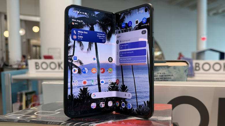 Pixel 11 Pro Fold on a stack of books