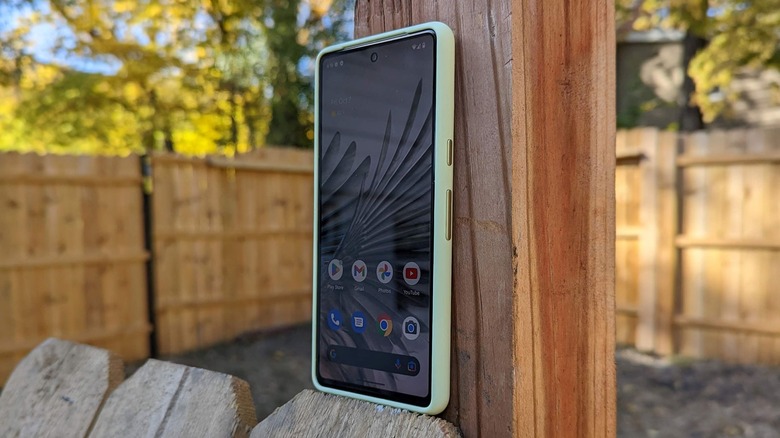 Google Pixel 7 on fence