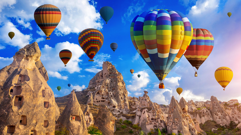 hot air balloons in the sky