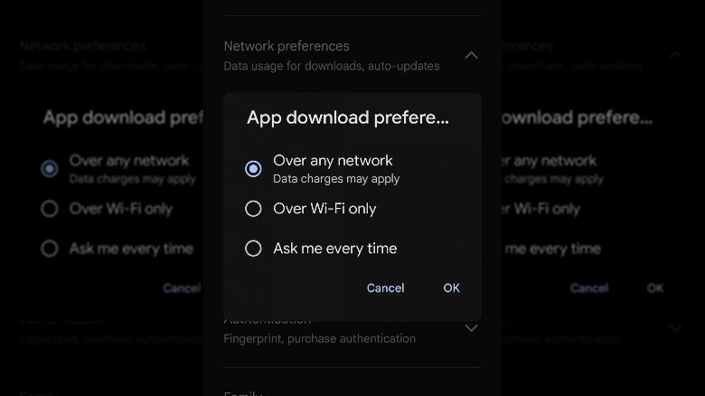 App download preferences Play Store