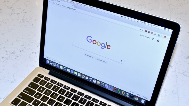Google search on laptop screen