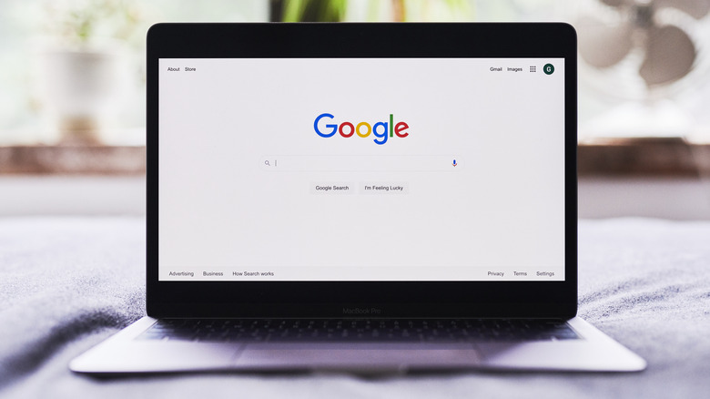 Google Search home page on laptop