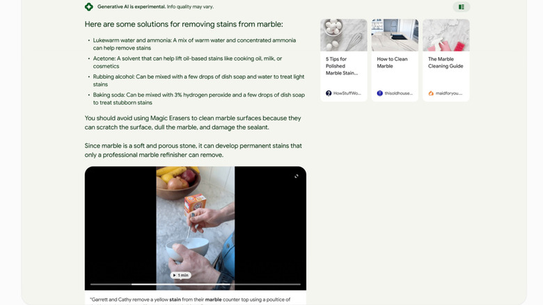 Google search result example