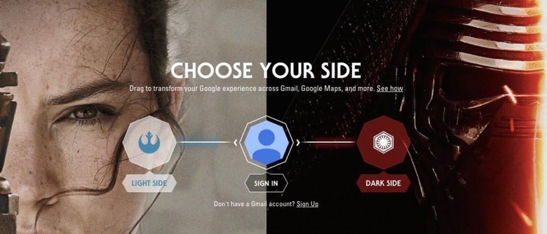 Google Star Wars promo turns your account to the Light or Dark Side