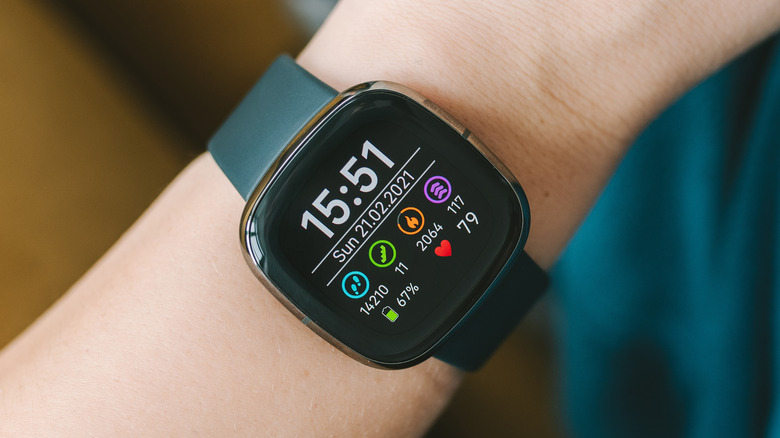 Fitbit smartwatch on wrist