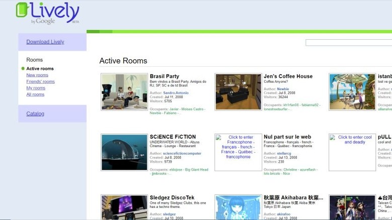 Lively's active rooms page