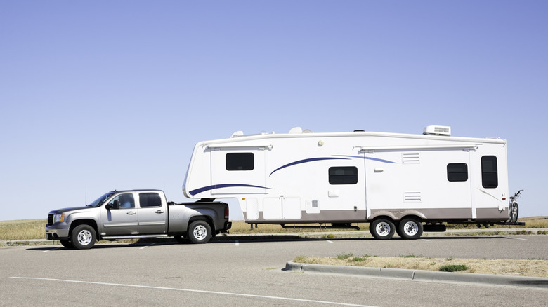 Pickup truck with RV trailer