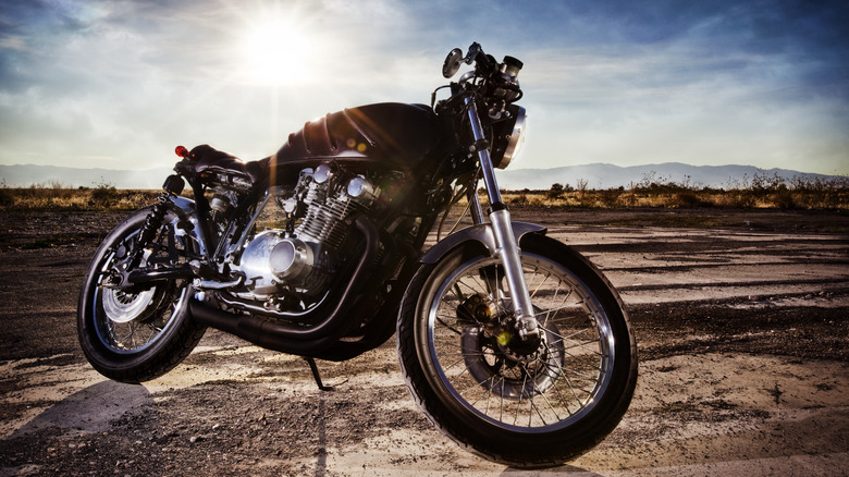 Motorcycle in the desert sun