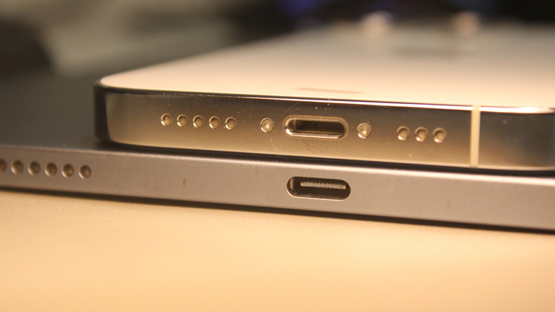 iPad and iPhone charging ports