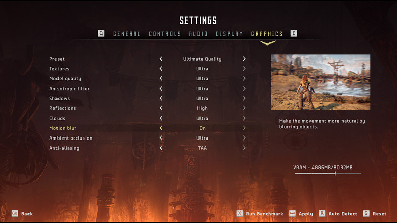 in-game graphical settings