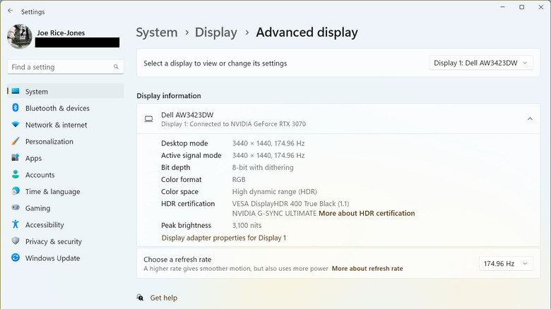 windows display refresh rate