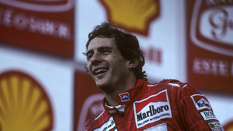 Ayrton Senna celebrating in 2023