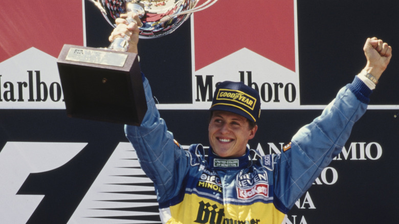 Michael Schumacher celebrating in 1995