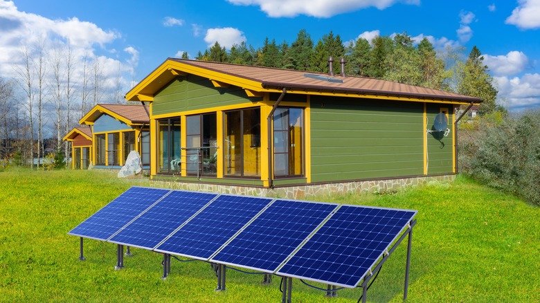Ground roof solar panels