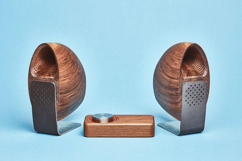 Grovemade - Speaker System - Blue  Background - Walnut-r50