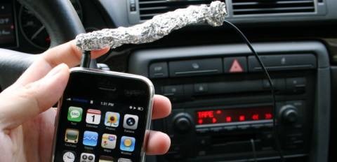 iPhone with aluminum foil