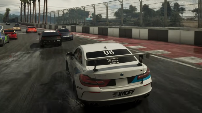 Car driving on race track