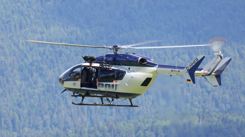 A Eurocopter EC-145 helicopter in the air in Germany.
