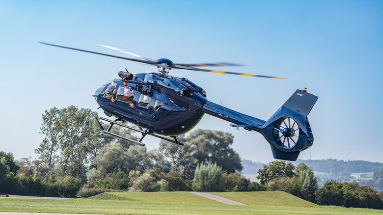 An Airbus H145 helicopter taking off