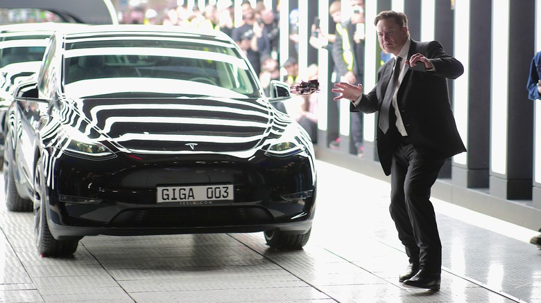 Elon Musk at plant opening