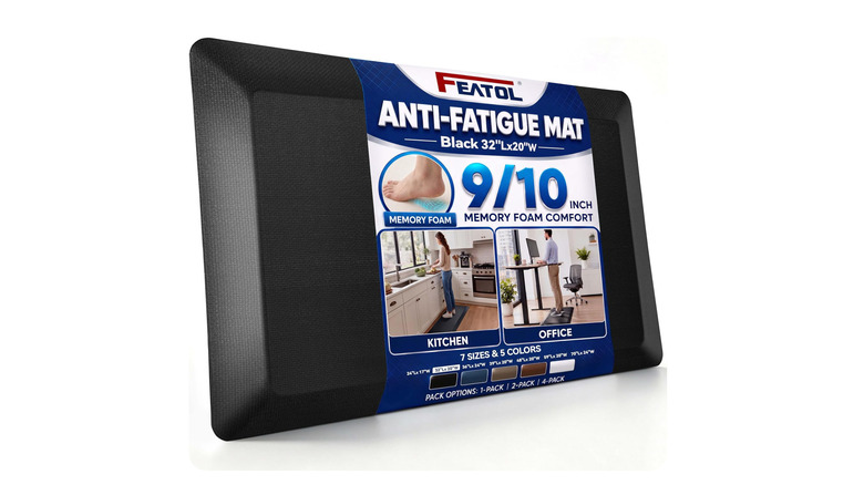 An anti-fatigue mat on a white background