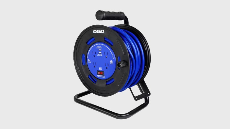 A Kobalt 4-Outlet Cord Reel on a white background