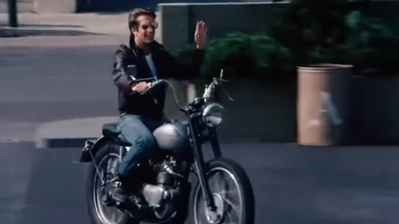 fonzie riding motorcycle in happy days